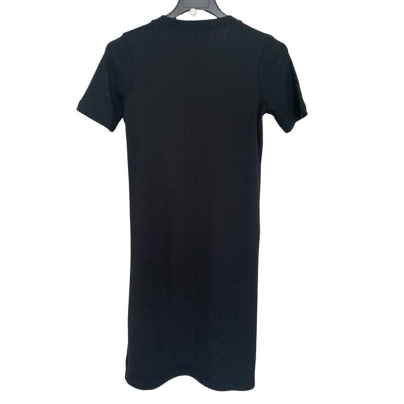 Madewell Pocket Tee ribbed midi dress in black size XS B8 - Picture 7 of 7